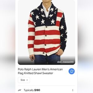 Mens knitted  flag polo sweater size XL